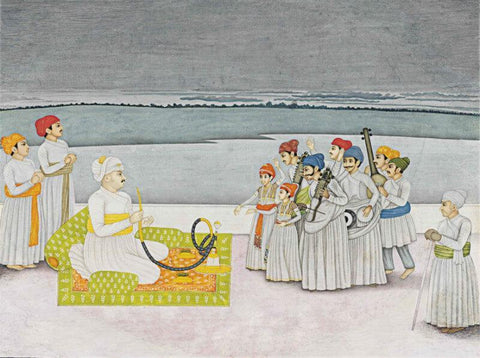Indian Art - A Prince Entertained by Musicians - Miniature Painting, 1780 - Large Art Prints by Tallenge Store