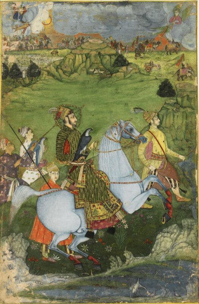 Indian Art - A Prince Holding a Falcon - Miniature Painting - Large Art Prints