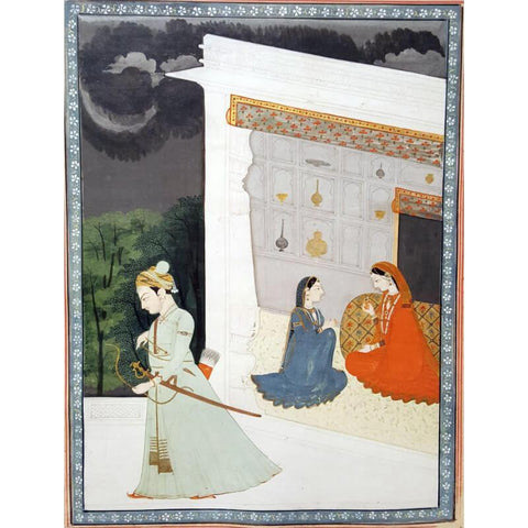 Indian Art - Abhisandhita Nayika- The Dejected Lover -Miniature Painting, Kangra Style, c1800 - Canvas Prints