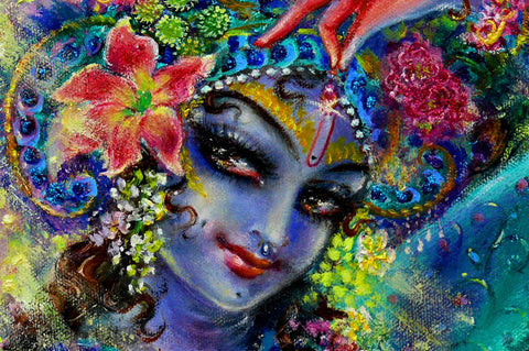Indian Art - Acrylic Painting - Krishna - Framed Prints
