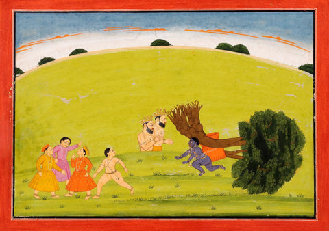 Krishna Uprooting the Tree c. 1750 - Art Prints