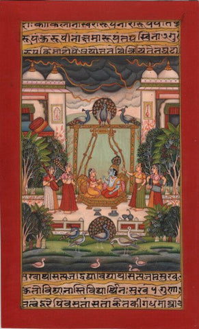 Indian Art - Bundi Palace Painting Handmade Indian Miniature Rajasthani Ragini Folk - Life Size Posters