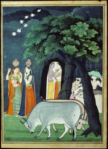 Indian Miniature Art - Kangra Painting - The Rainy Season - Posters by Kritanta Vala
