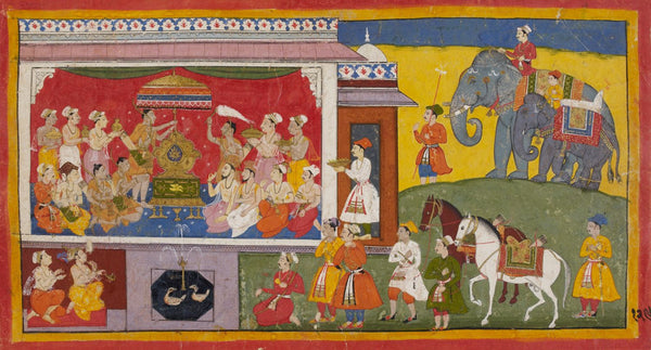Mewar Ramayan: Bharat With Rams Sandals On The Throne - 17th Century - Life Size Posters