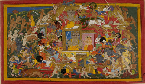 Mewar Ramayan: The Army Of Ram Battling The Forces Of Ravan At The Battle Of Lanka - 17th Century - Life Size Posters