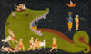 Indian Miniature Art - Rajasthani Painting - Krishna's Victory Over Aghasura - Framed Prints