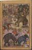 Indian Miniature Art - Mughal Painting - Emperor Akbar Inspecting A Wild elephant - Framed Prints