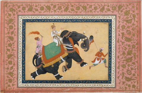 Indian Art - Prince Riding an Elephant - Miniature Painting - Life Size Posters by Khem Karan