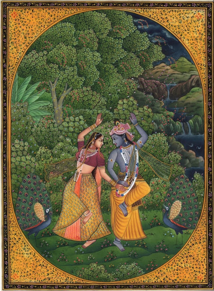 Indian Art  Radha Krishna Dancing - Canvas Prints