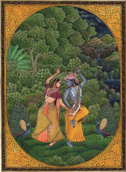 Indian Art Radha Krishna Dancing - Large Art Prints