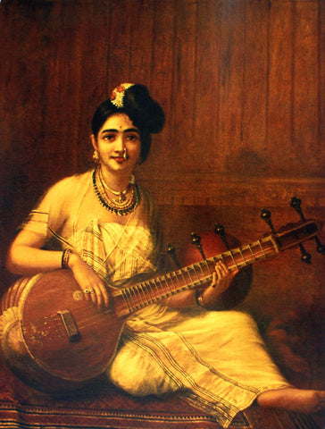 Malabar Lady with Veena - Canvas Prints