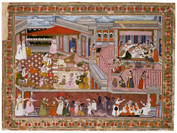 Indian Miniature Art - Mughal Painting - Birth in a Palace - Posters