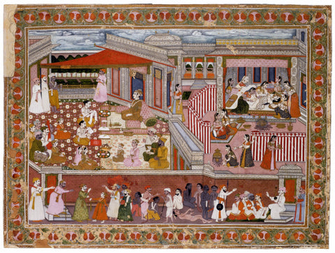 Indian Miniature Art - Mughal Painting - Birth in a Palace - Life Size Posters by Kritanta Vala