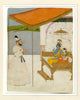 Indian Miniature Art - Rajput Painting - Raja Balwant Singh Revering Krishna and Radha - Canvas Prints
