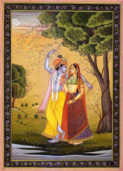 Radha Krishna in Forest - Framed Prints