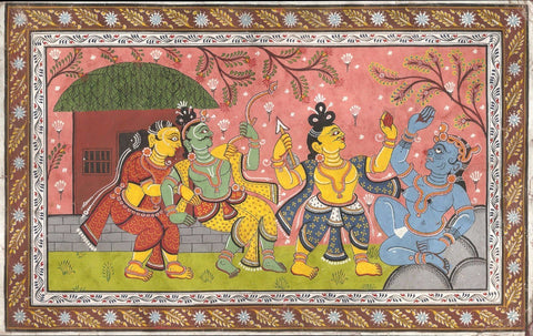 Indian Art from Ramayan - Rajasthani Painting - Rama And Sita - Large Art Prints by Kritanta Vala