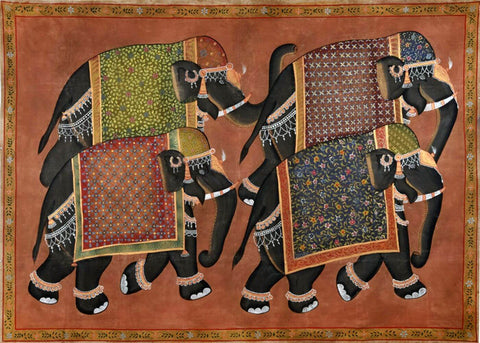 Indian Elephants - Classic Painting - Canvas Prints