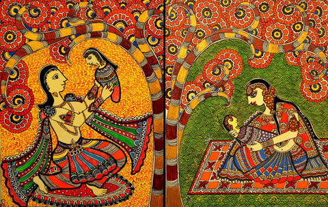 Indian Miniature Art - Madhubani Painting - Mother And Child - Life Size Posters