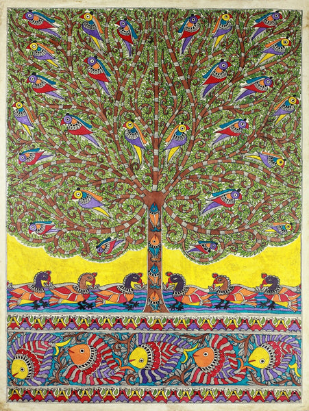Indian Miniature Art - Mithila Style - Nature - Life Size Posters