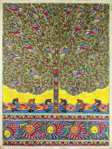 Indian Miniature Art - Madhubani Painting - One With Nature - Life Size Posters by Kritanta Vala