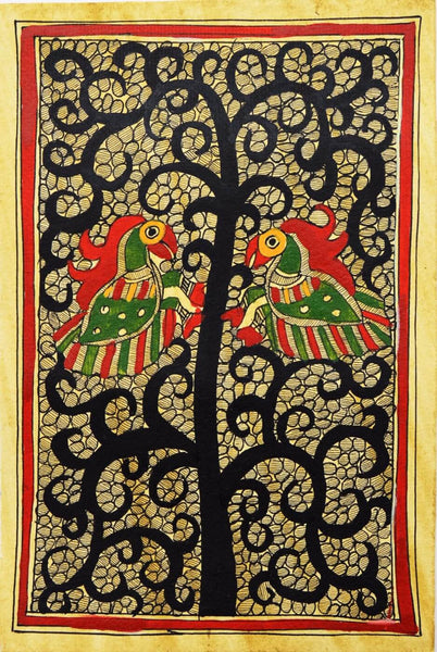 Indian Miniature Art - Madhubani Painting - Tree Of Prosperity - Framed Prints
