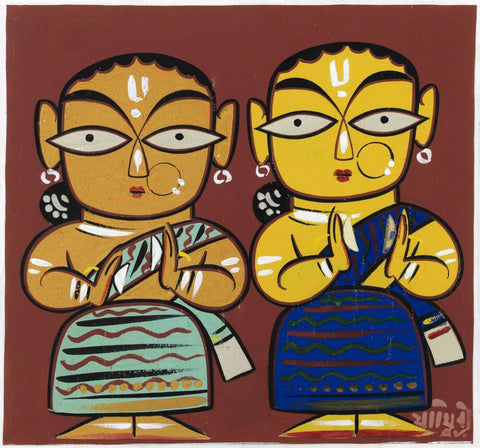 Indian Masters - Jamini Roy - Two Women by Jamini Roy