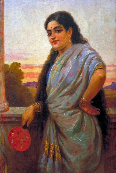 Indian Masters - Raja Ravi Varma - Woman Holding A Fan - Art Prints