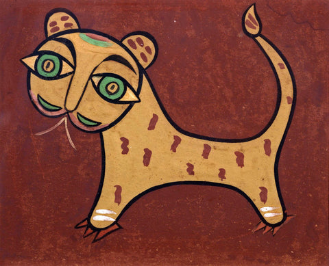 Indian Masters Art - Jamini Roy - Tiger Cub by Jamini Roy