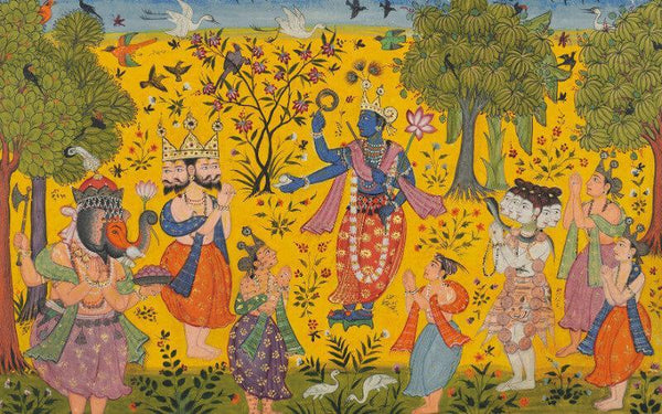 Indian Miniature Art - An Illustration to a Ragamala series Shankara Ragaputra of Megha raga - Canvas Prints