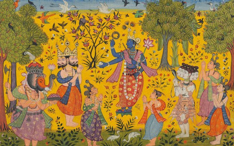 Indian Miniature Art - An Illustration to a Ragamala series Shankara Ragaputra of Megha raga - Canvas Prints