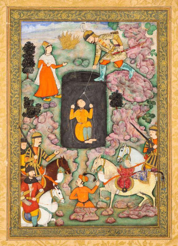 Indian Miniature Art - An illustration to the Shahnameh, Akbar period Mughal India, circa 1600 - Art Prints