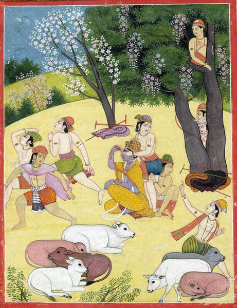 Indian Miniature Art - Hide And Seek - Pahari Kangra Style - Framed Prints