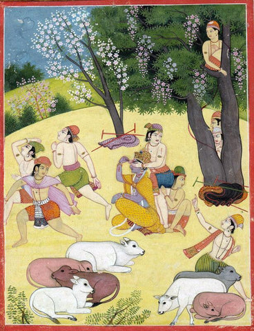Indian Miniature Art - Hide And Seek - Pahari Kangra Style - Framed Prints by Tallenge Store