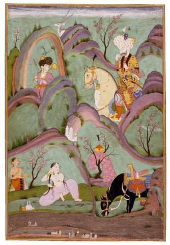 Islamic Miniature - Khusraw Beholding Shirin Bathing - Deccan, Hyderabad - c1700 - Canvas Prints