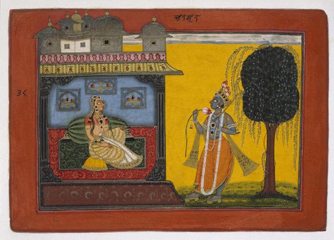 Indian Miniature Art - Krishna and Radha by Tallenge Store