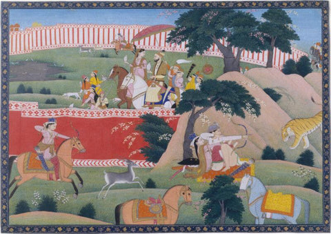 Indian Miniature Art - Pleasures of the Hunt North India Punjab Hills Kangra - Life Size Posters by Tallenge Store