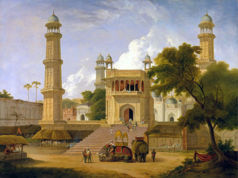 Indian Temple Muttra (Mathura) - Thomas Daniell  - Vintage Orientalist Paintings of India - Canvas Prints by Thomas Daniell
