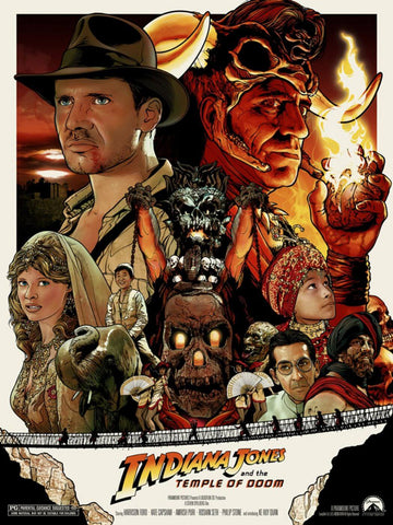Indiana Jones And The Temple Of Doom - Harrison Ford - Tallenge Hollywood Action Movie Art Poster Collection by Tim