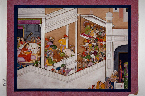 Celebrations of Krishna’s birth - Mughal painting - Indian minaiture painting by Miniature Art