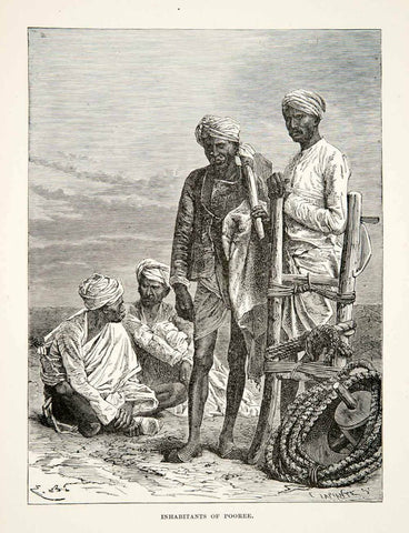 Inhabitants Of Puri - Vintage Illustration Art Of India - Framed Prints