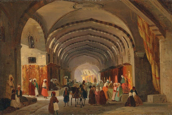 Inside The Bazaar - Ippolito Caffi - Orientalist Art Painting - Posters