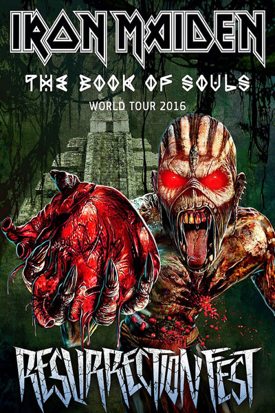Iron Maiden - Resurrection Fest - The Book Of Souls 2016 World Tour - Heavy Metal Music Concert Poster - Framed Prints
