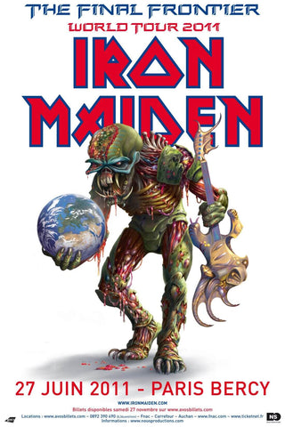 Iron Maiden - The Final Frontier - World Tour 2011 (Paris) - Heavy Metal Hard Rock Music Concert Poster - Framed Prints
