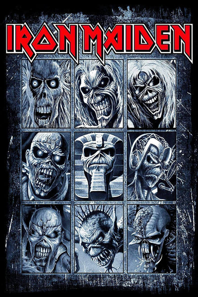 Iron Maiden - The Many Faces Of Eddie - Heavy Metal Hard Rock Music Poster - Art Prints