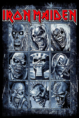 Iron Maiden - The Many Faces Of Eddie - Heavy Metal Hard Rock Music Poster - Large Art Prints