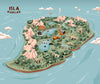 Isla Nublar - Jurassic Park Island Map With Dinosaurs - Hollywood Movie Poster - Posters