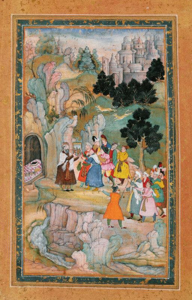 Islamic Miniature - Showing a Painting in Front of a Grotto - India, Mughal - c 1600 - Art Prints