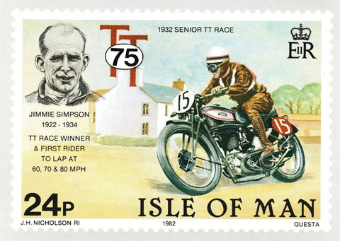 Isle of Man TT Races Vintage Poster (Jimmie Simpson) - Art Prints