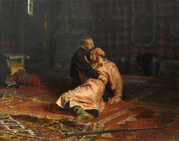 Ivan the Terrible and His Son Ivan - Ilya Repin - Russian Realist Art Masterpiece Painting - Framed Prints