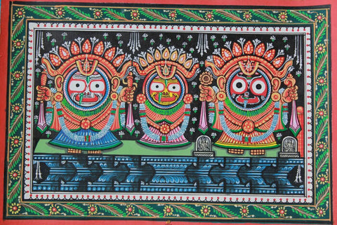 Jagannath Balabhadra Subhadra - Orissa- Indian Painting by Tallenge Store